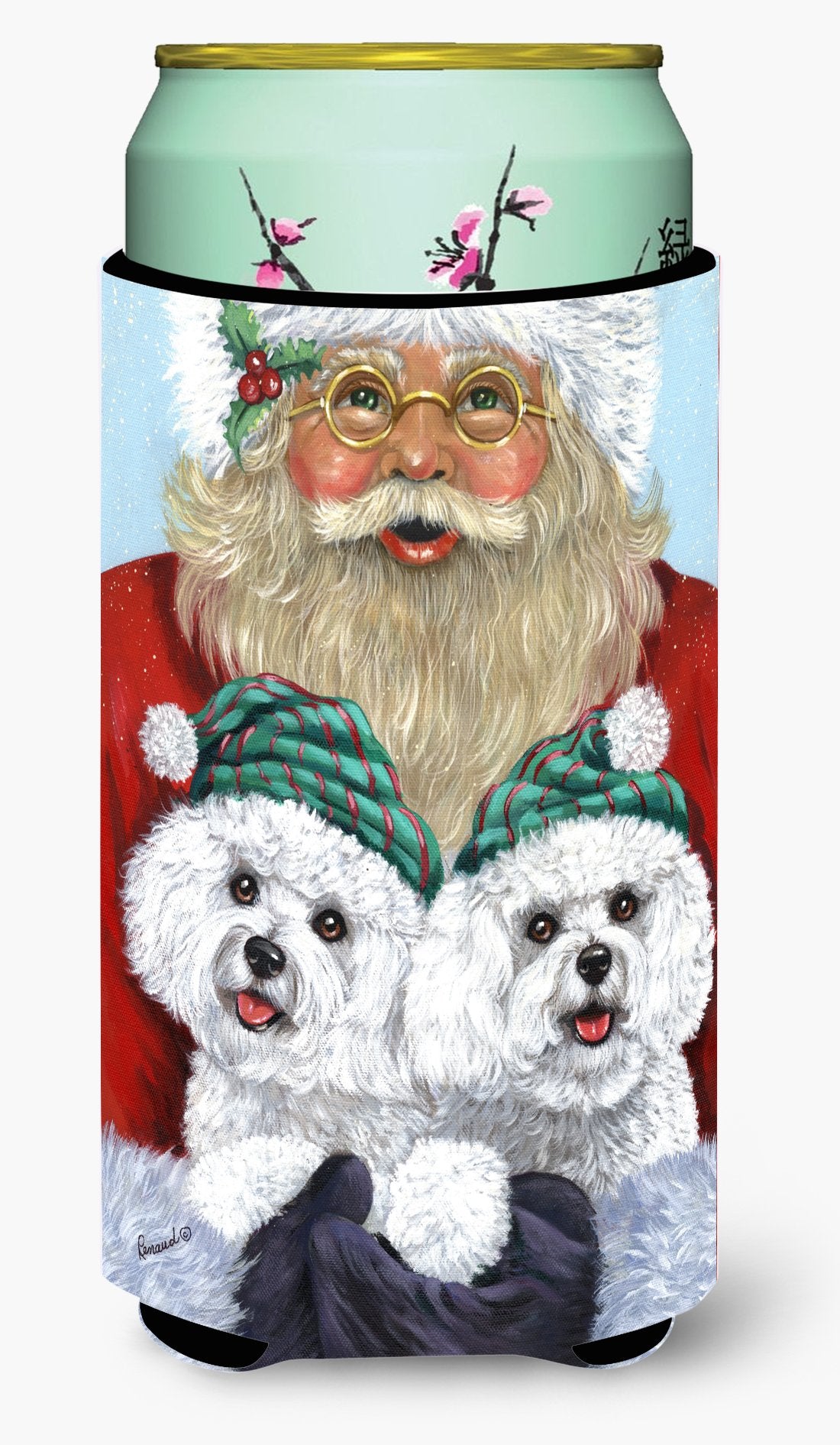 Bichon Frise Santa Christmas Tall Boy Hugger PPP3024TBC by Caroline's Treasures