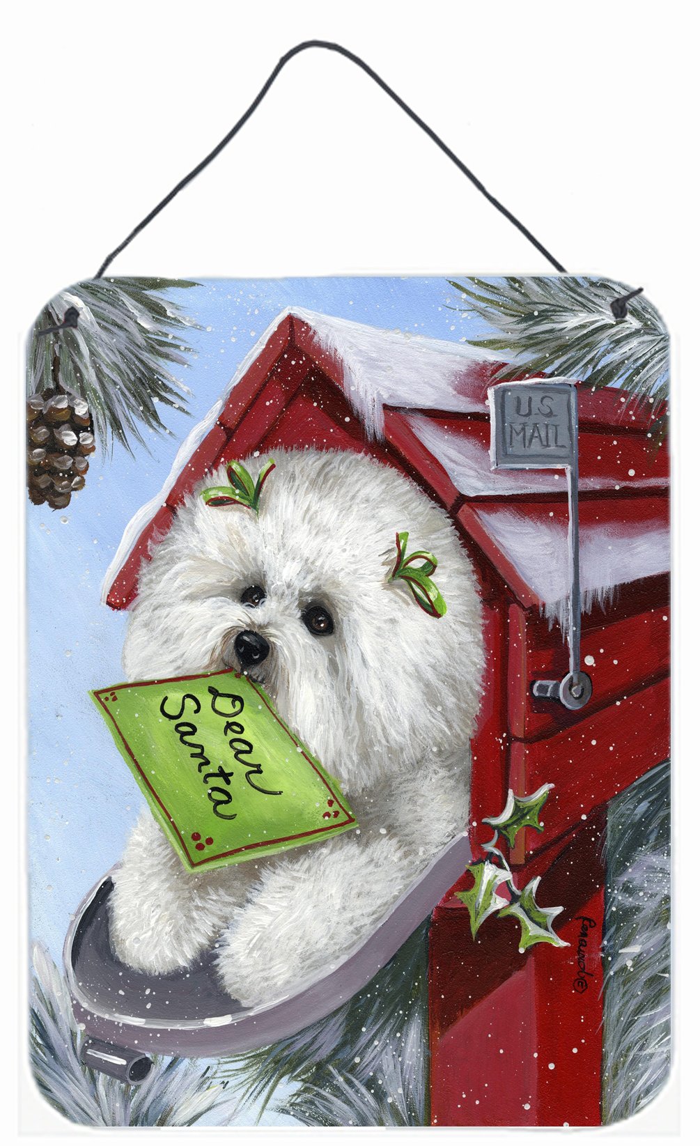 Buy this Bichon Frise Santa&#39;s List Christmas Wall or Door Hanging Prints PPP3025DS1216