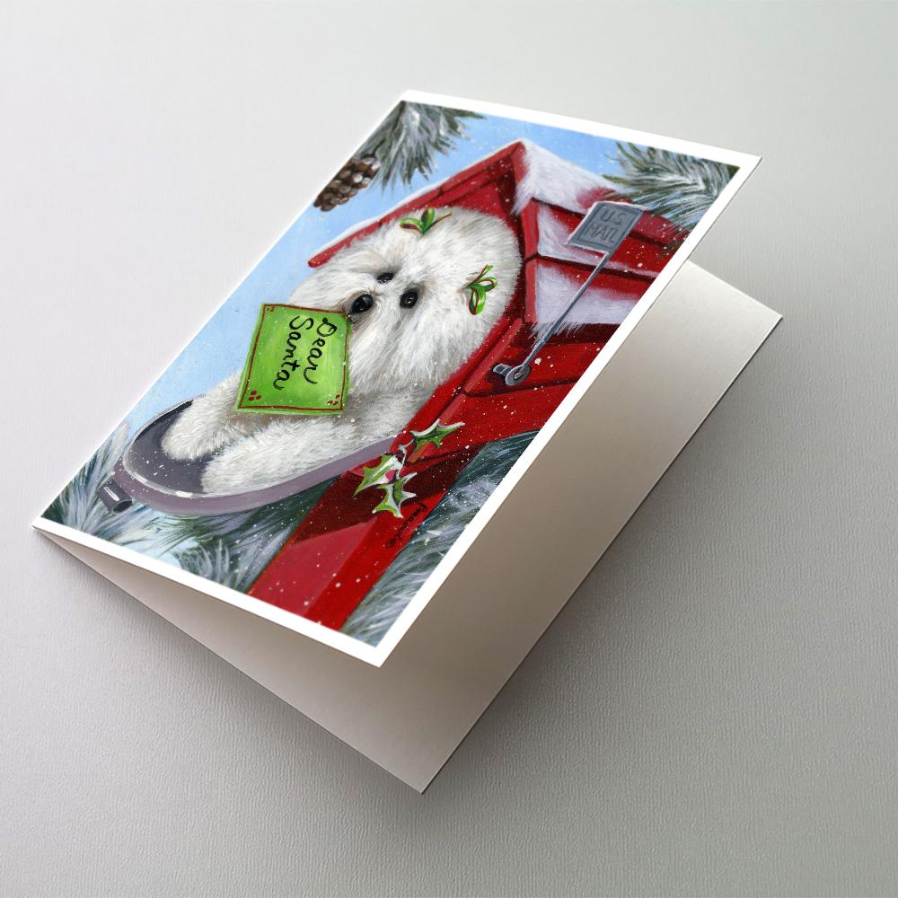 Buy this Bichon Frise Santa&#39;s List Christmas Greeting Cards and Envelopes Pack of 8