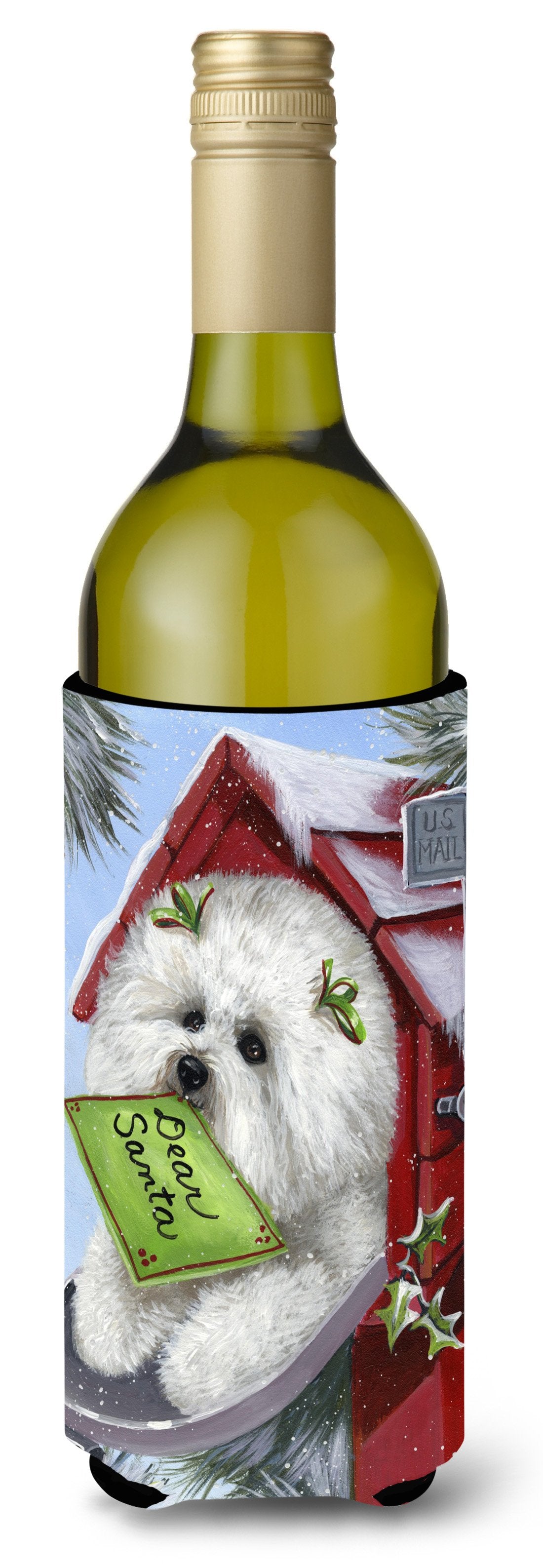 Bichon Frise Santa&#39;s List Christmas Wine Bottle Hugger PPP3025LITERK by Caroline&#39;s Treasures