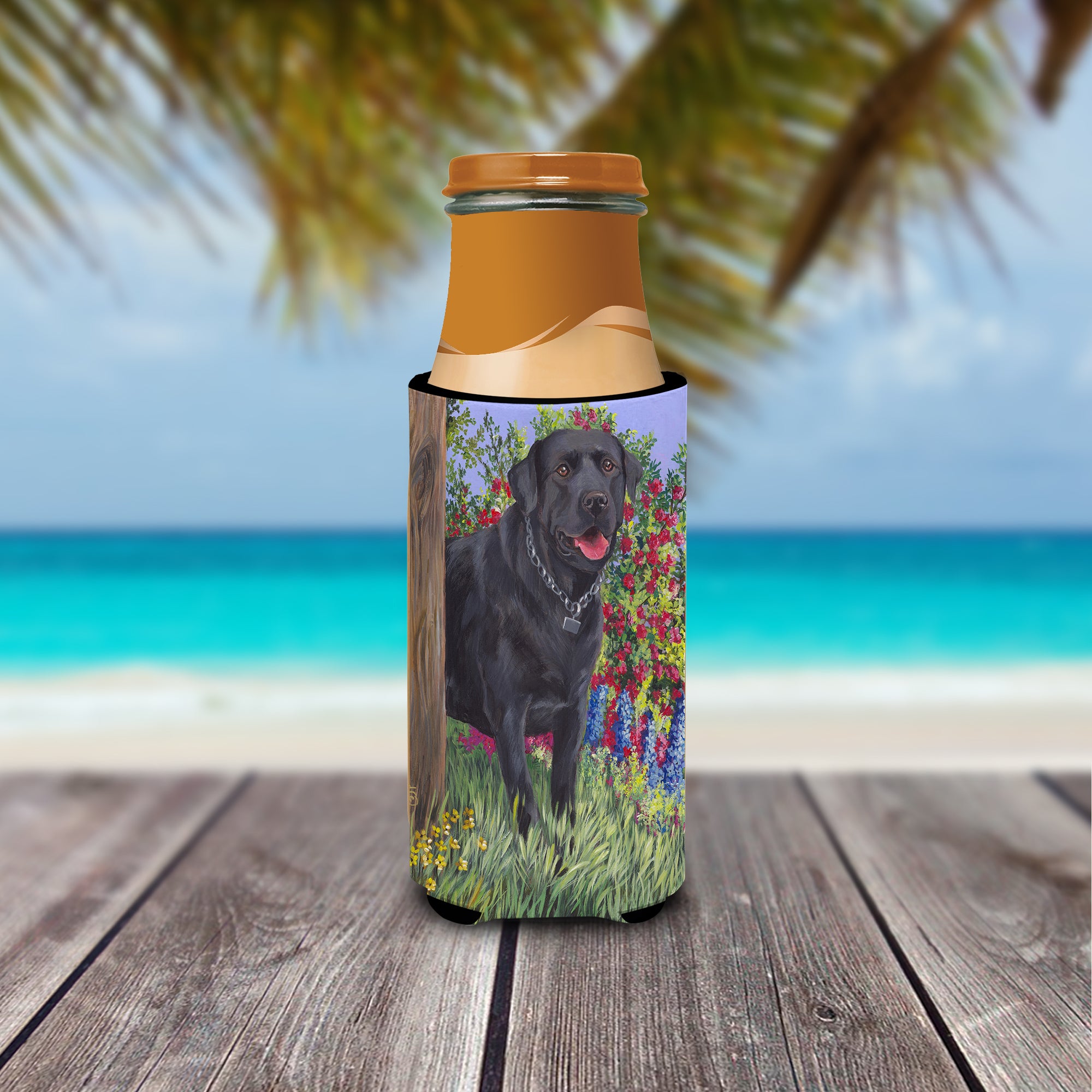 Black Labrador Retriever Ultra Hugger for slim cans PPP3028MUK  the-store.com.