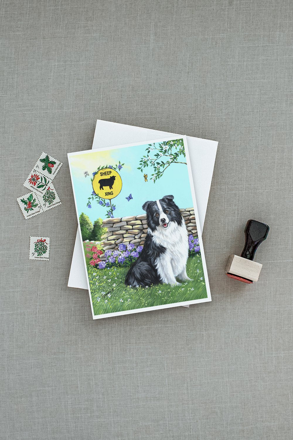 Border Collie Crossing Greeting Cards and Envelopes Pack of 8 - the-store.com