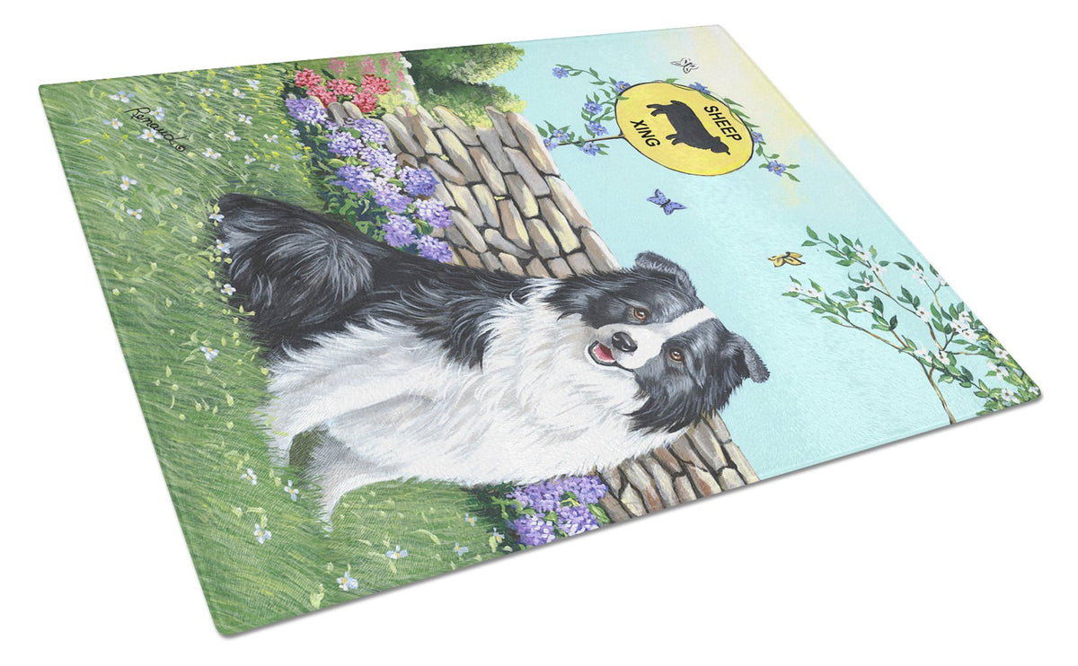 Border Collie Crossing Glass Cutting Board Large PPP3030LCB by Caroline&#39;s Treasures