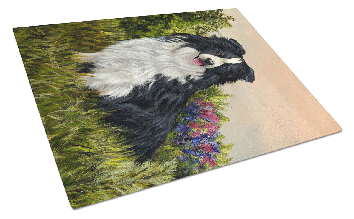 Border Collie Simplicity Glass Cutting Board Large PPP3031LCB by Caroline&#39;s Treasures