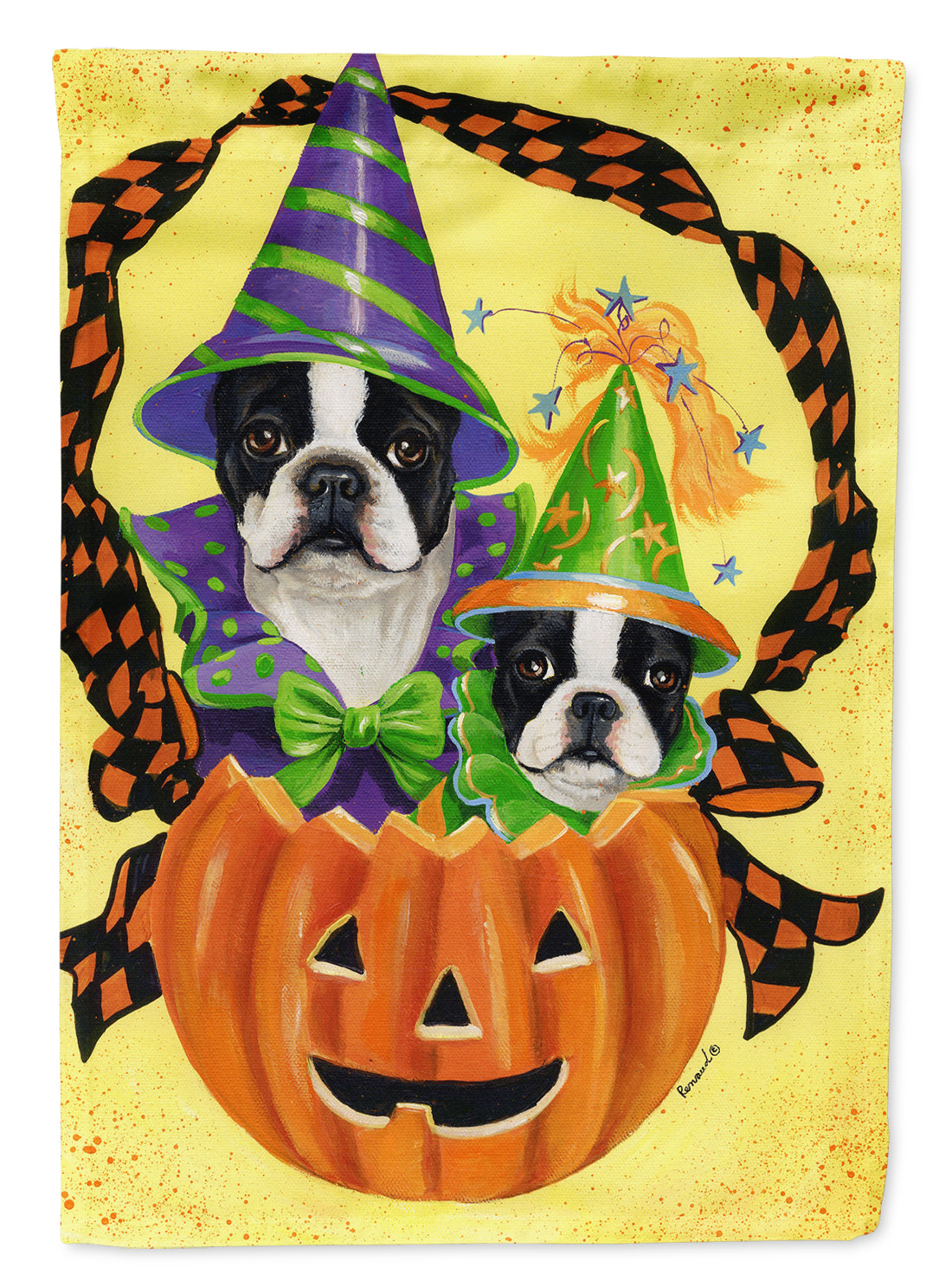 Boston Terrier Halloweenies Flag Canvas House Size PPP3033CHF