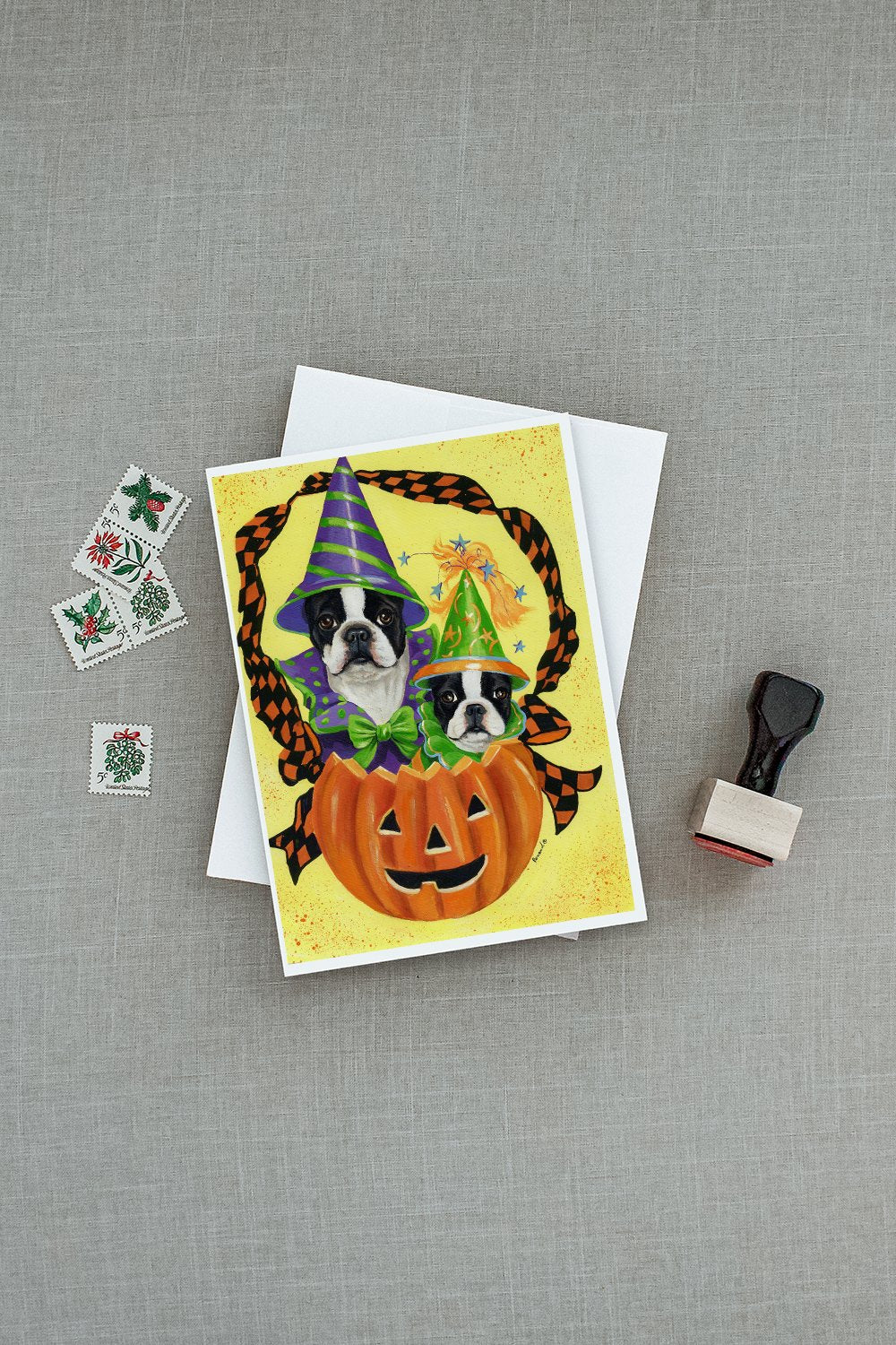 Boston Terrier Halloweenies Greeting Cards and Envelopes Pack of 8 - the-store.com