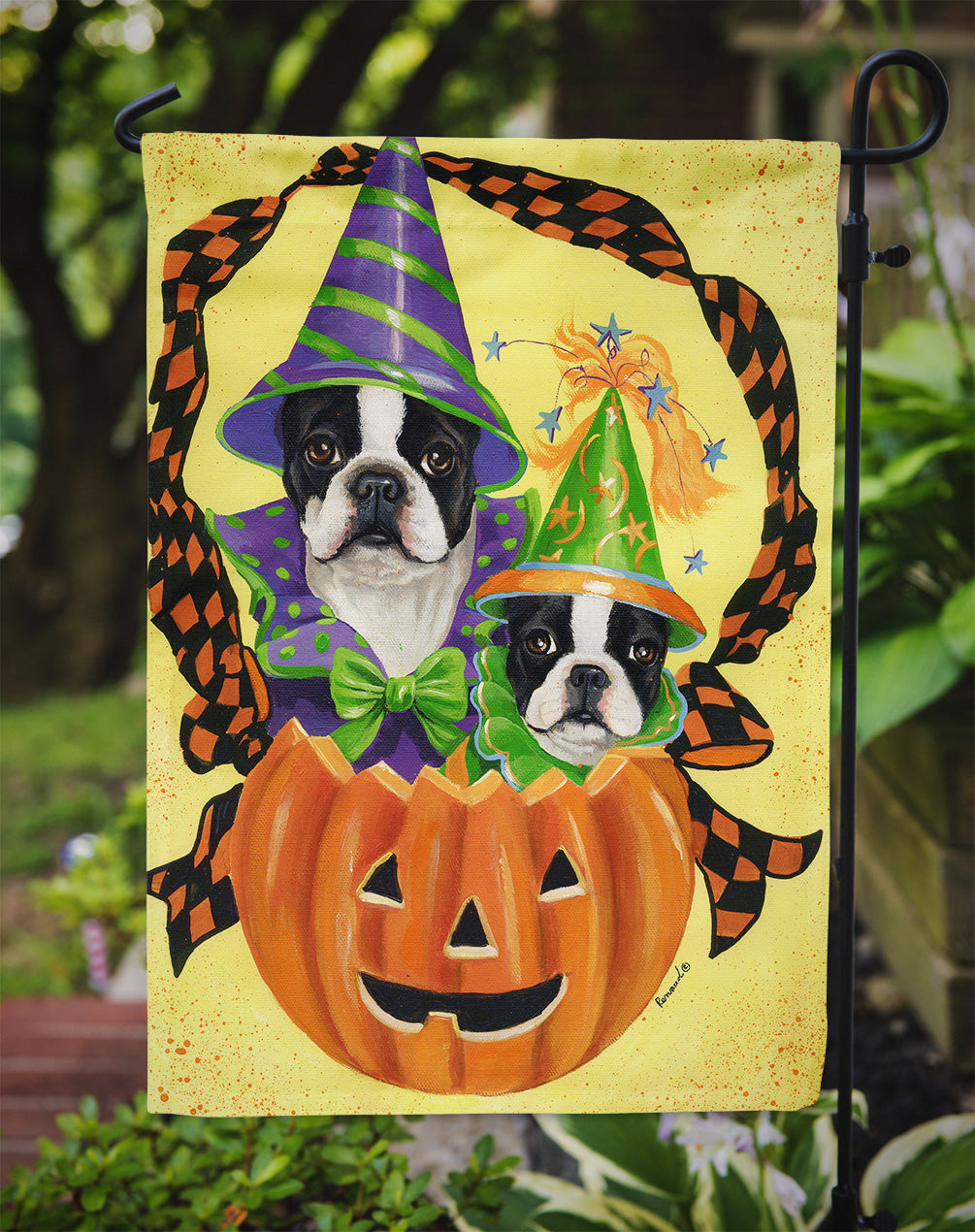Boston Terrier Halloweenies Flag Garden Size PPP3033GF