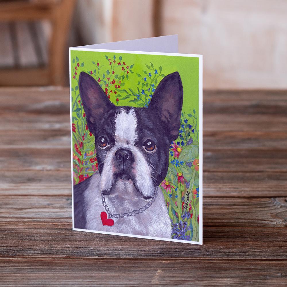 Boston Terrier Jungle Greeting Cards and Envelopes Pack of 8 - the-store.com