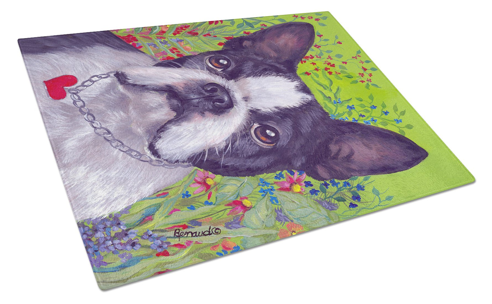 Boston Terrier Jungle Glass Cutting Board Large PPP3034LCB by Caroline's Treasures