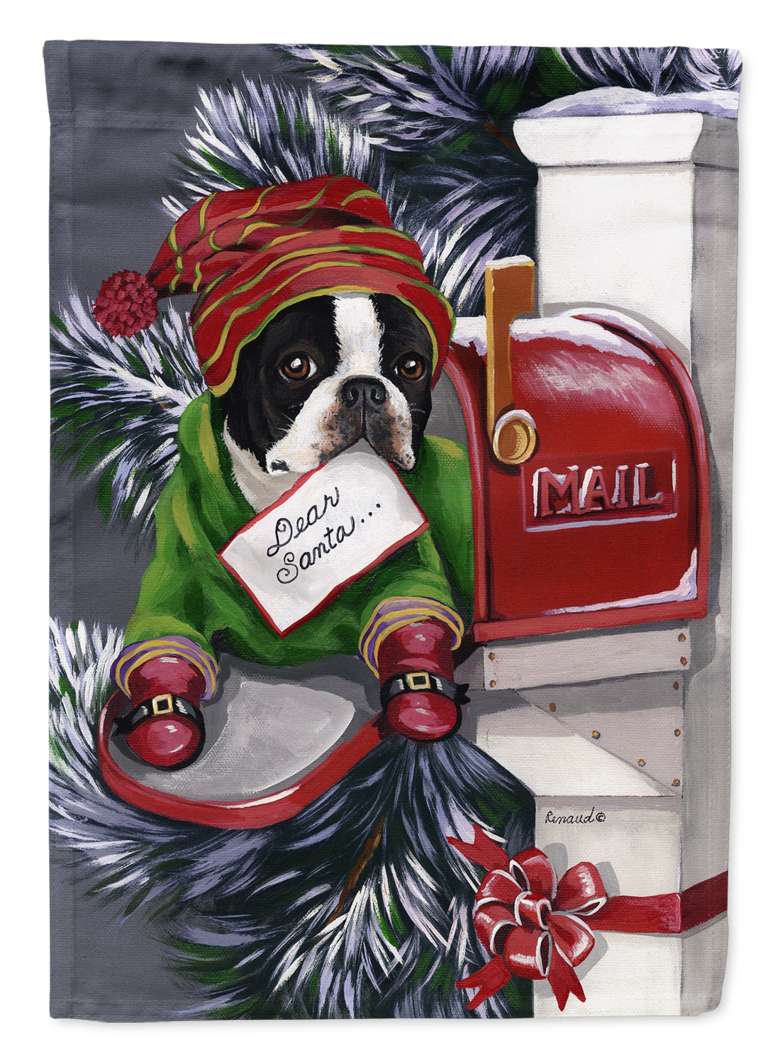 Boston Terrier Letter to Santa Christmas Flag Canvas House Size PPP3035CHF  the-store.com.