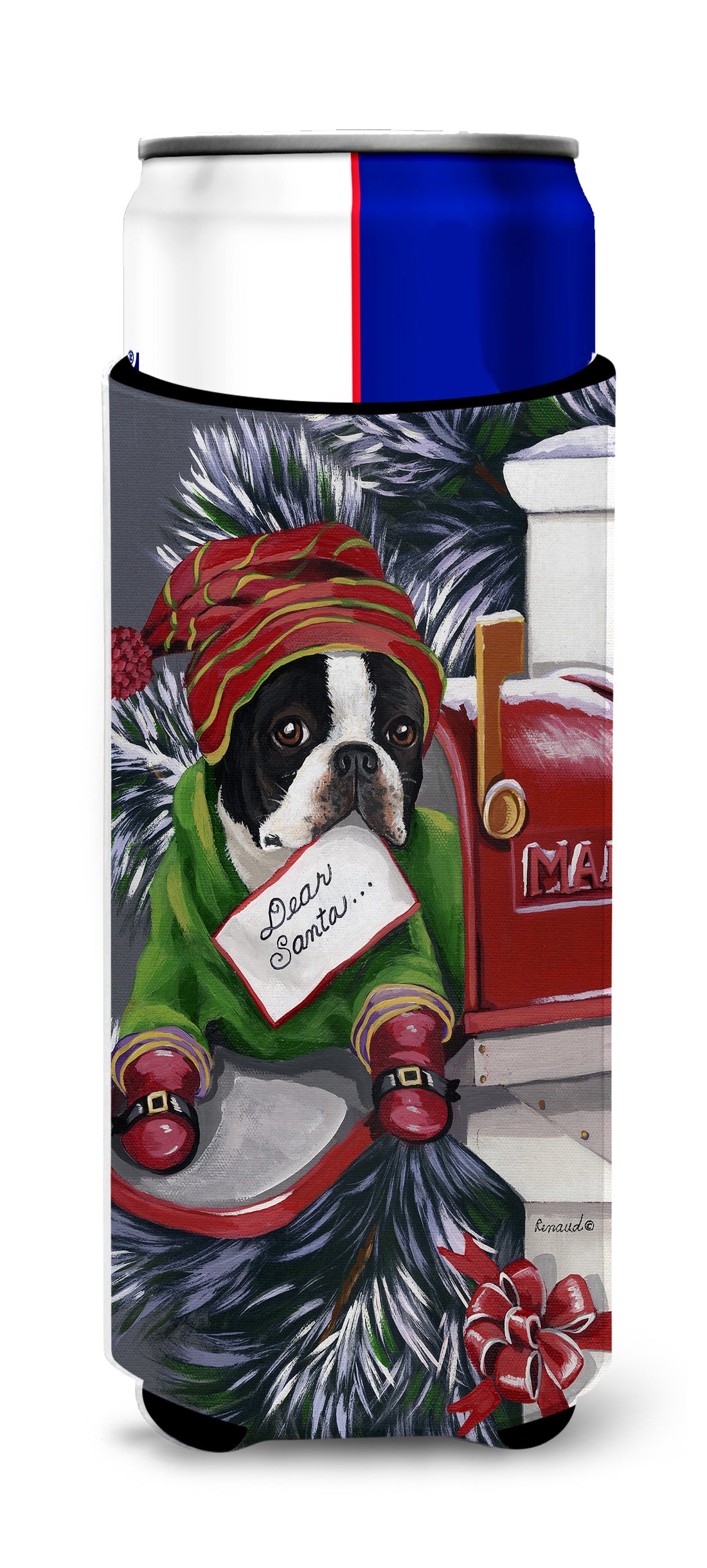 Boston Terrier Letter to Santa Christmas Ultra Hugger for slim cans PPP3035MUK  the-store.com.