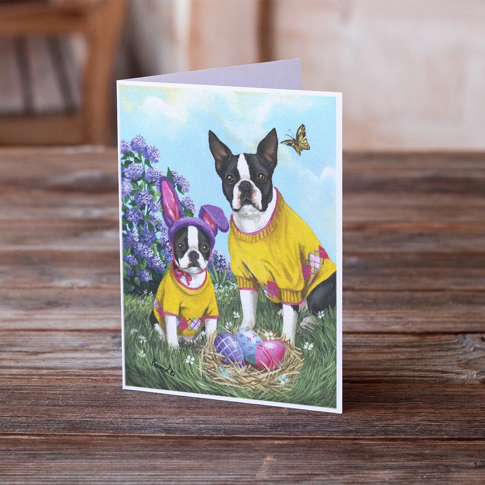 Boston Terrier Easter Bunny Greeting Cards and Envelopes Pack of 8 - the-store.com