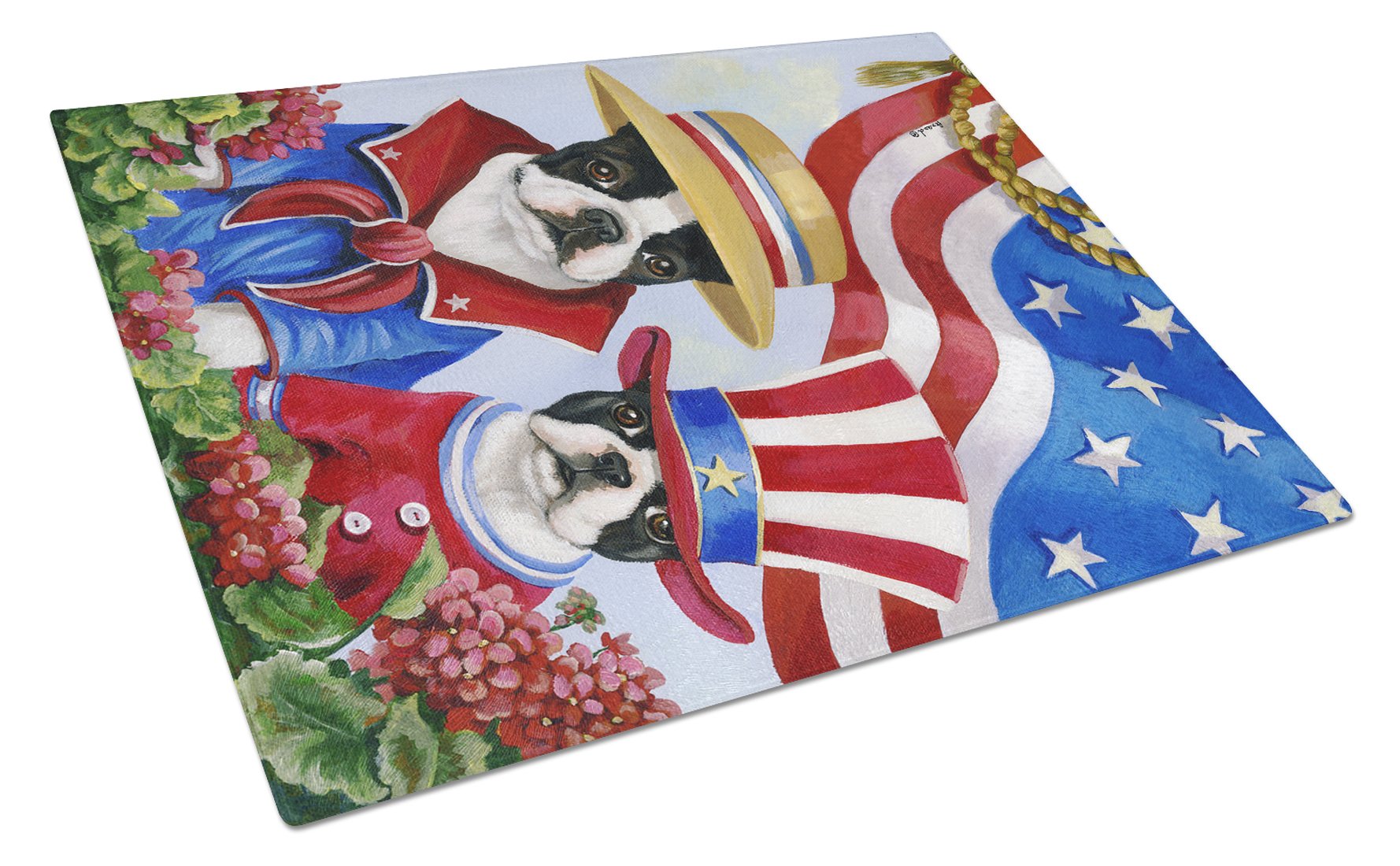 Boston Terrier USA Glass Cutting Board Large PPP3038LCB by Caroline's Treasures