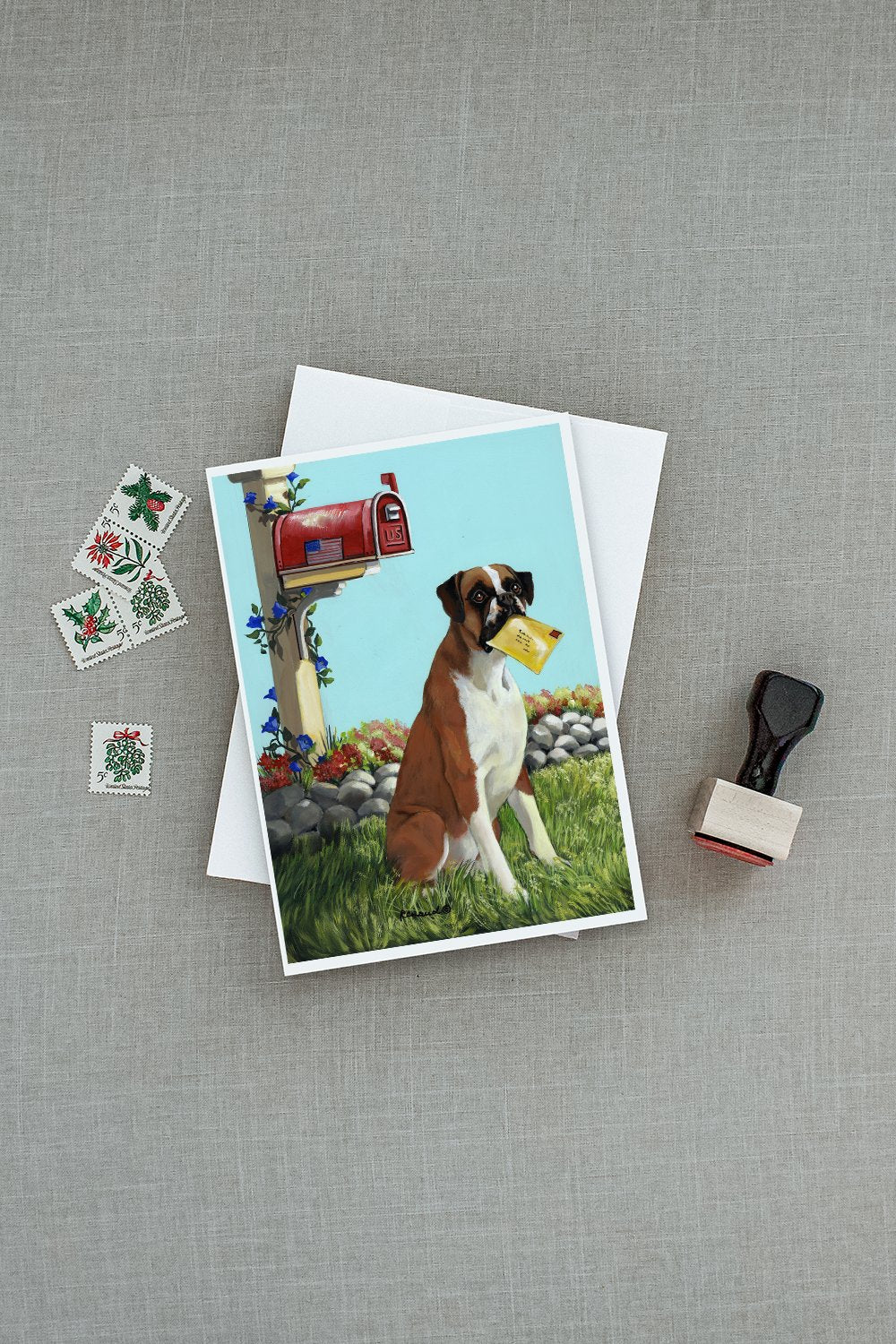 Boxer Got Mail Greeting Cards and Envelopes Pack of 8 - the-store.com