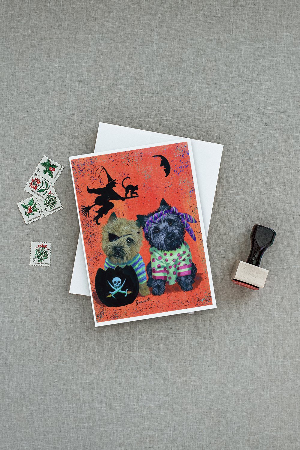 Cairn Terrier Pirates Halloween Greeting Cards and Envelopes Pack of 8 - the-store.com