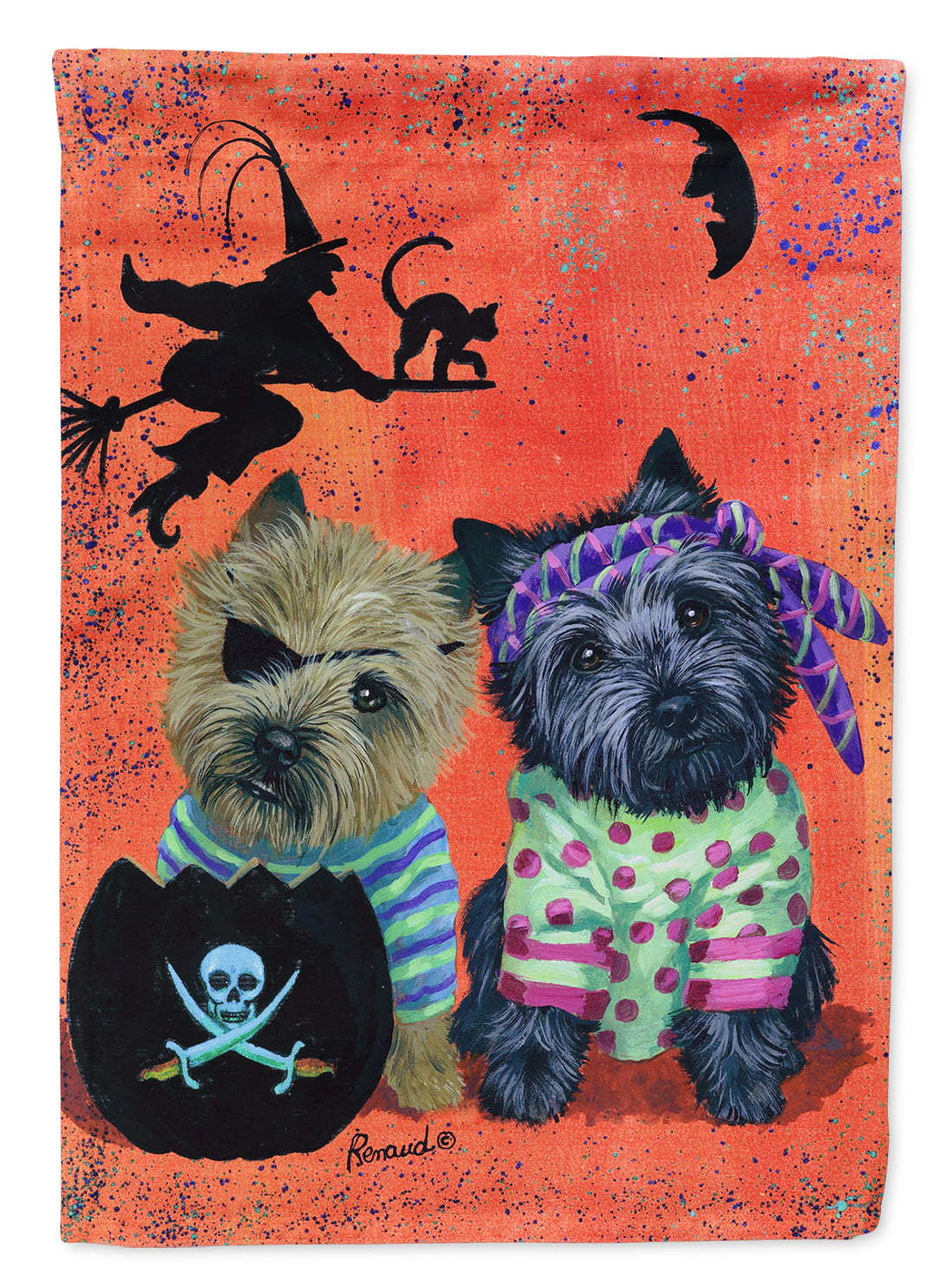 Caroline's Treasures Cairn Terrier Pirates Halloween Garden Flag – Decorative Outdoor Yard Flag PPP3043GF