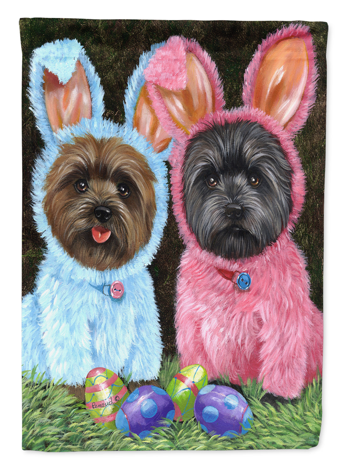 Cairn Terrier Easter Bunnies Flag Canvas House Size PPP3046CHF  the-store.com.