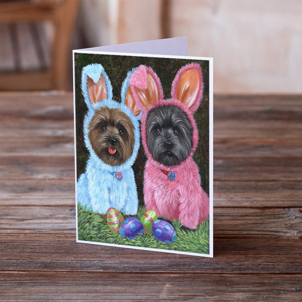 Cairn Terrier Easter Bunnies Greeting Cards and Envelopes Pack of 8 - the-store.com