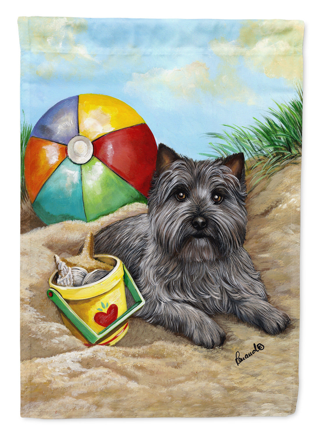 Cairn Terrier At the Beach Flag Canvas House Size PPP3048CHF