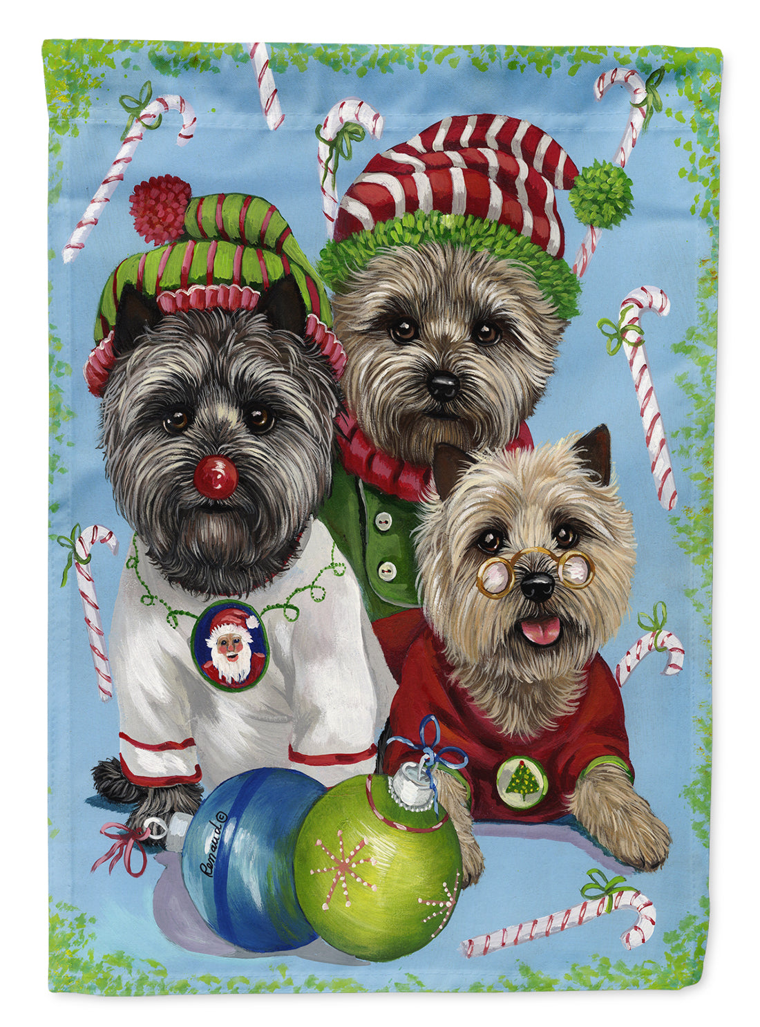 Cairn Terrier Christmas Elves Flag Canvas House Size PPP3050CHF  the-store.com.