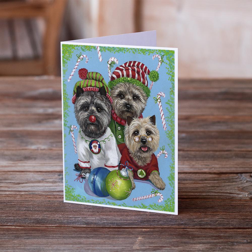 Cairn Terrier Christmas Elves Greeting Cards and Envelopes Pack of 8 - the-store.com