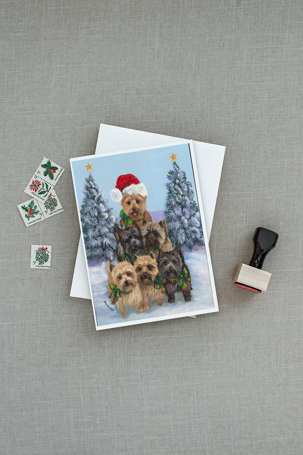 Cairn Terrier Christmas Family Tree Greeting Cards and Envelopes Pack of 8 - the-store.com
