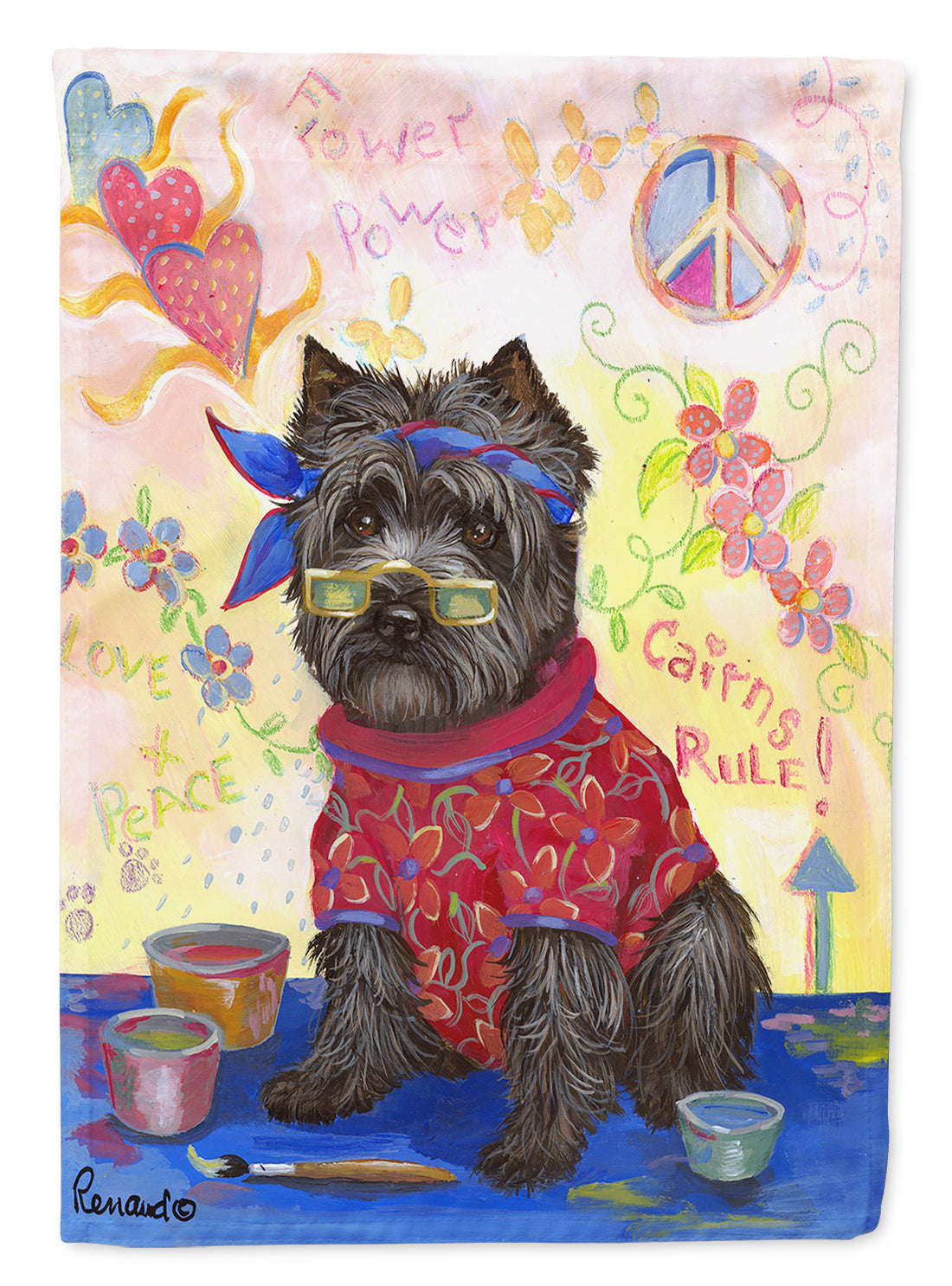 Cairn Terrier Hippie Dippie Flag Canvas House Size PPP3053CHF