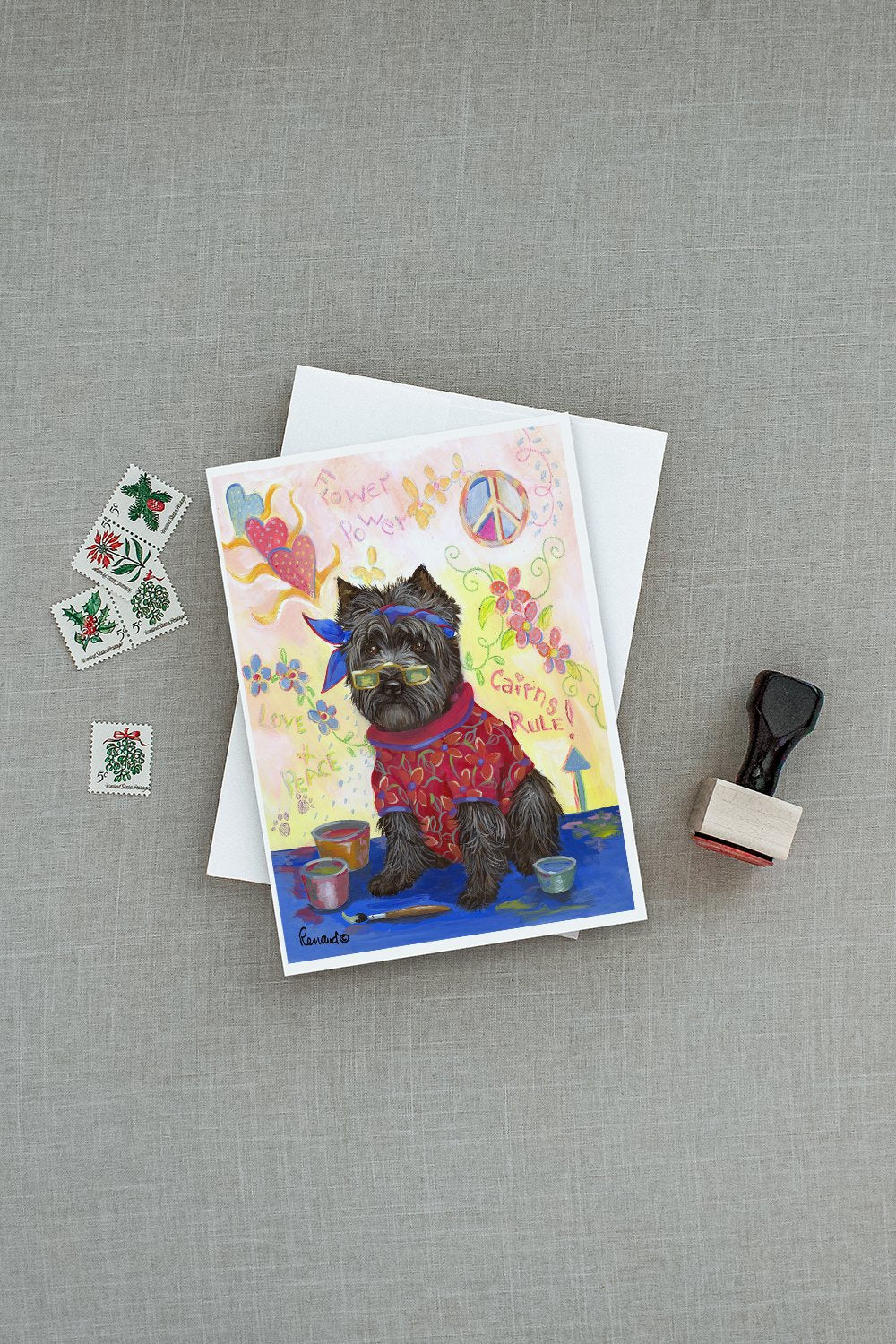 Cairn Terrier Hippie Dippie Greeting Cards and Envelopes Pack of 8 - the-store.com