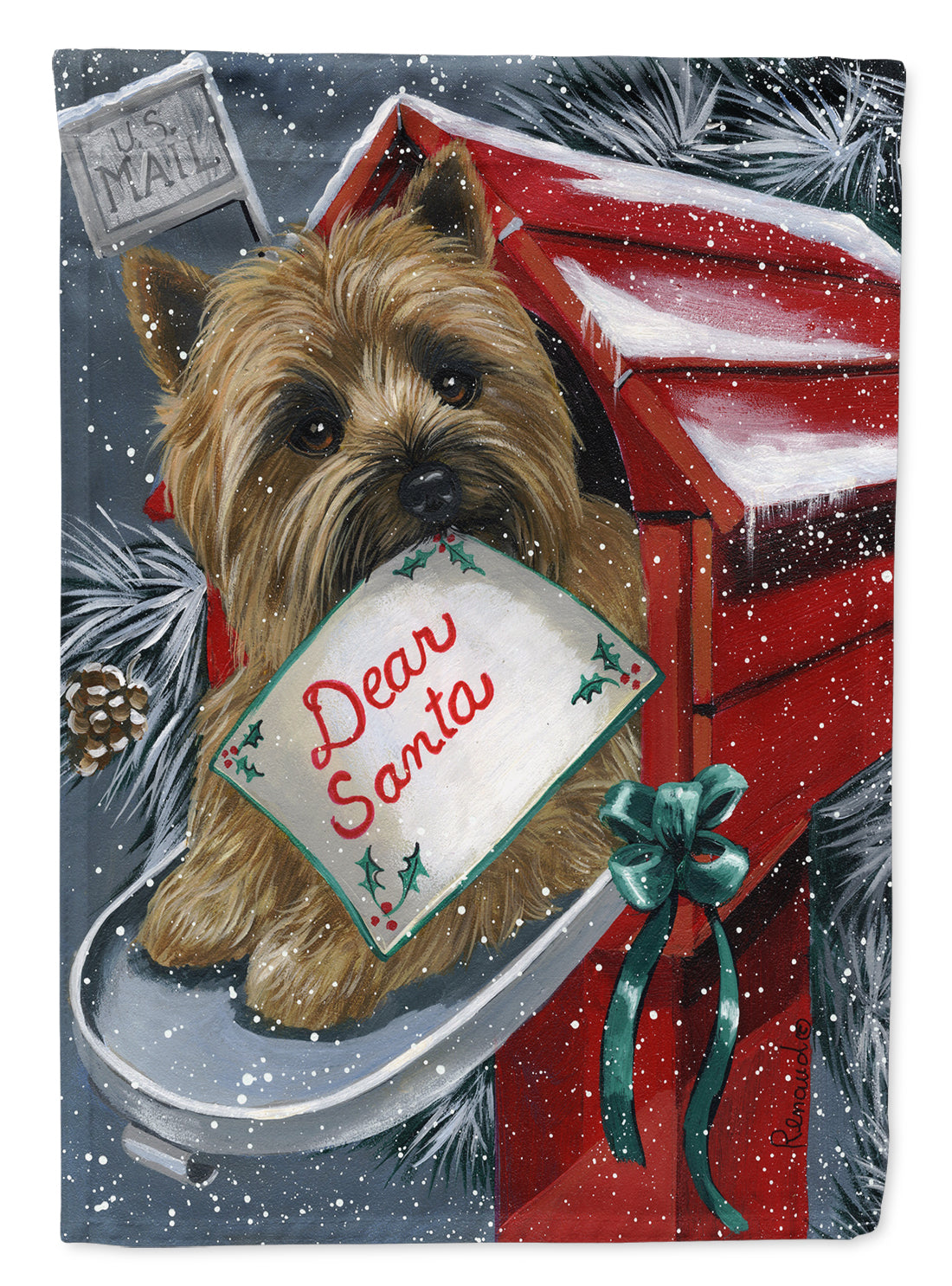 Cairn Terrier Christmas Letter to Santa Flag Canvas House Size PPP3054CHF  the-store.com.