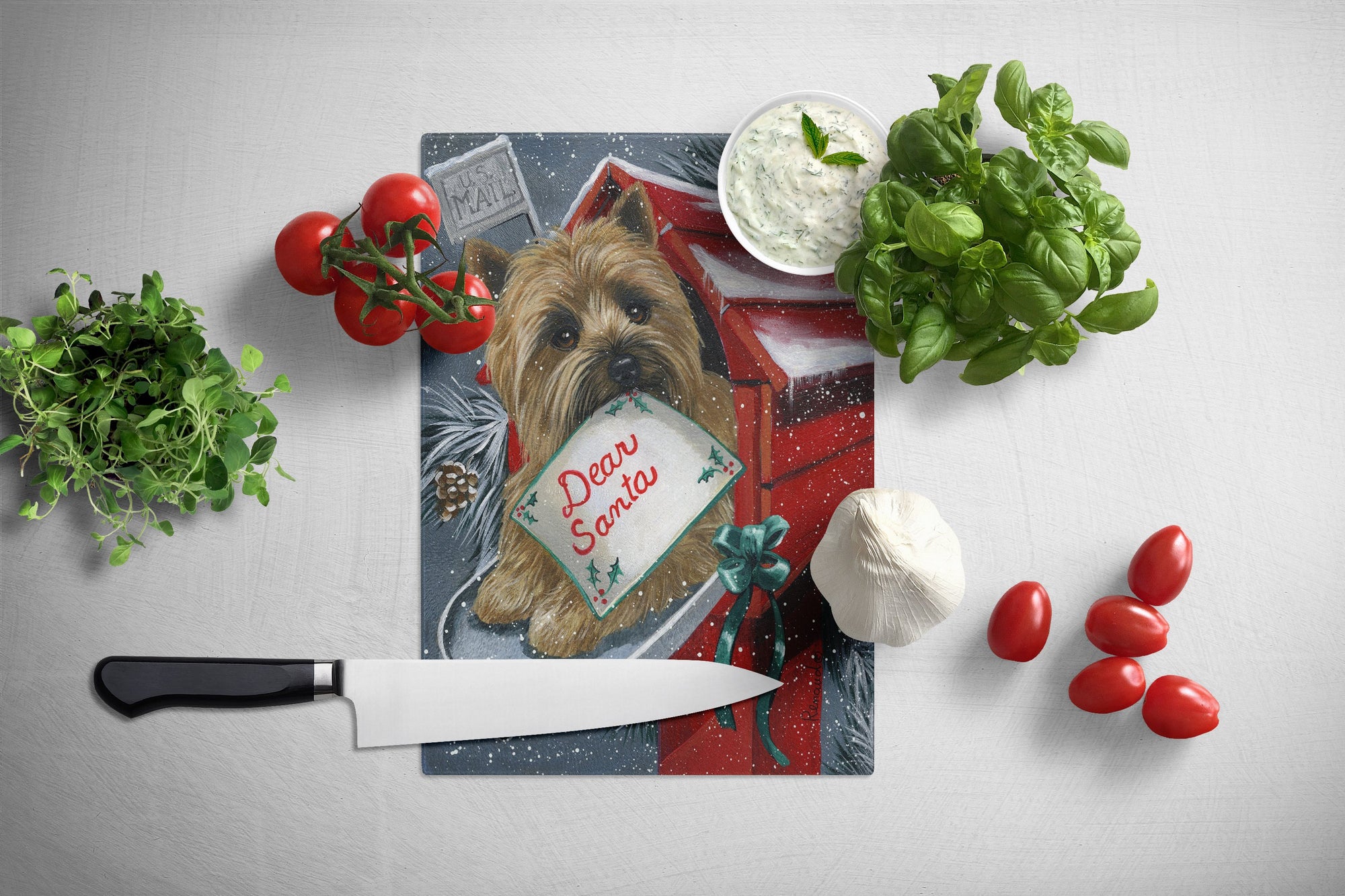 Cairn Terrier Christmas Letter to Santa Glass Cutting Board Large PPP3054LCB by Caroline's Treasures