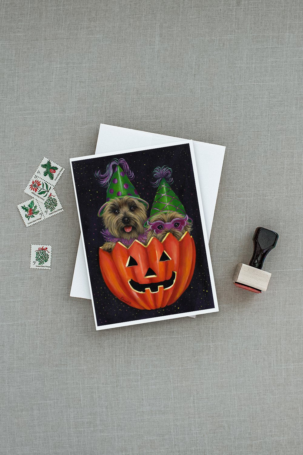 Cairn Terrier Halloween PeekaBoo Greeting Cards and Envelopes Pack of 8 - the-store.com