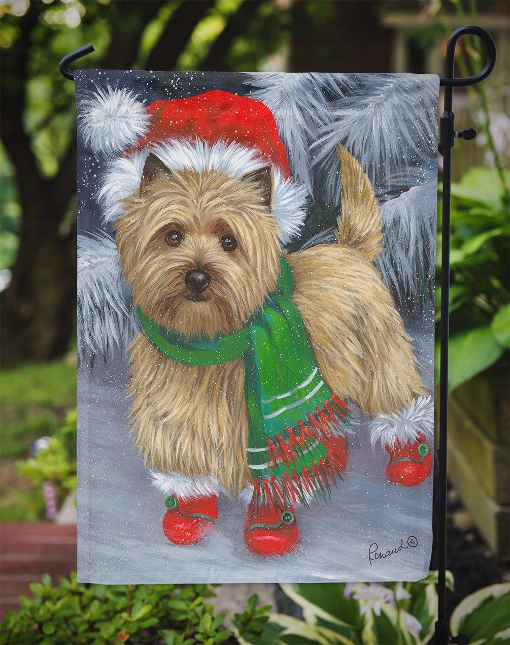 Cairn Terrier Christmas Red Boots Flag Garden Size PPP3058GF  the-store.com.