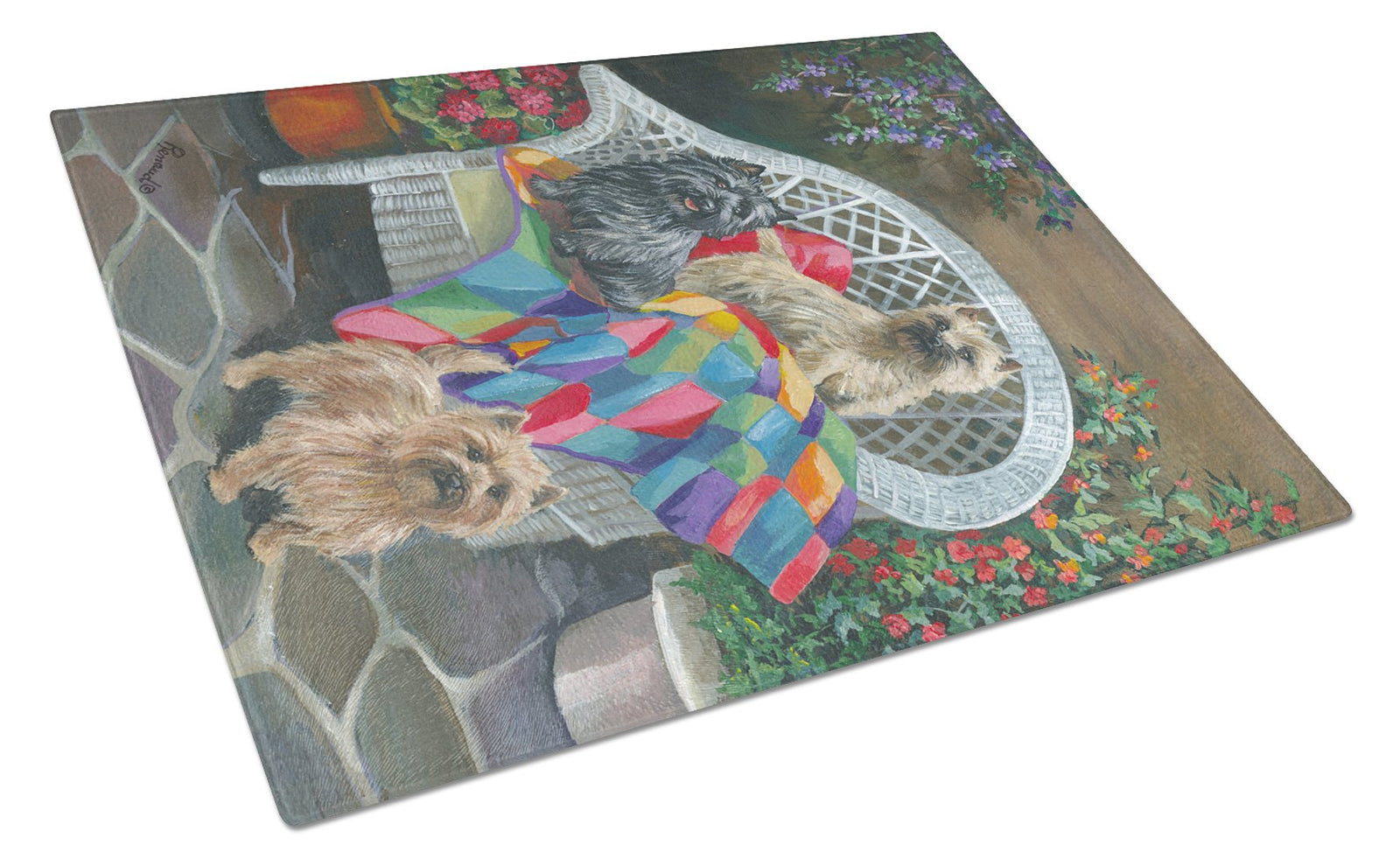Cairn Terrier Trio Glass Cutting Board Large PPP3059LCB by Caroline's Treasures
