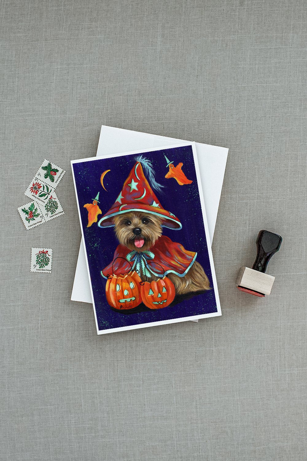 Cairn Terrier Halloween Witch Greeting Cards and Envelopes Pack of 8 - the-store.com