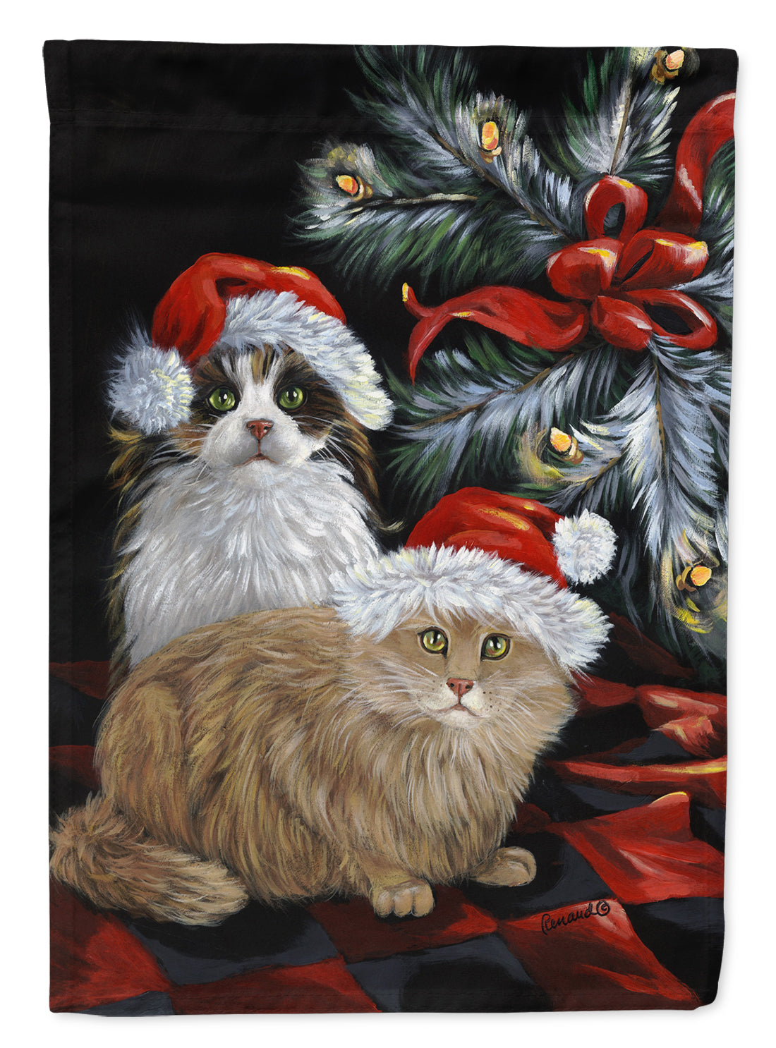 Cat Kitty Glitter Christmas Flag Canvas House Size PPP3062CHF