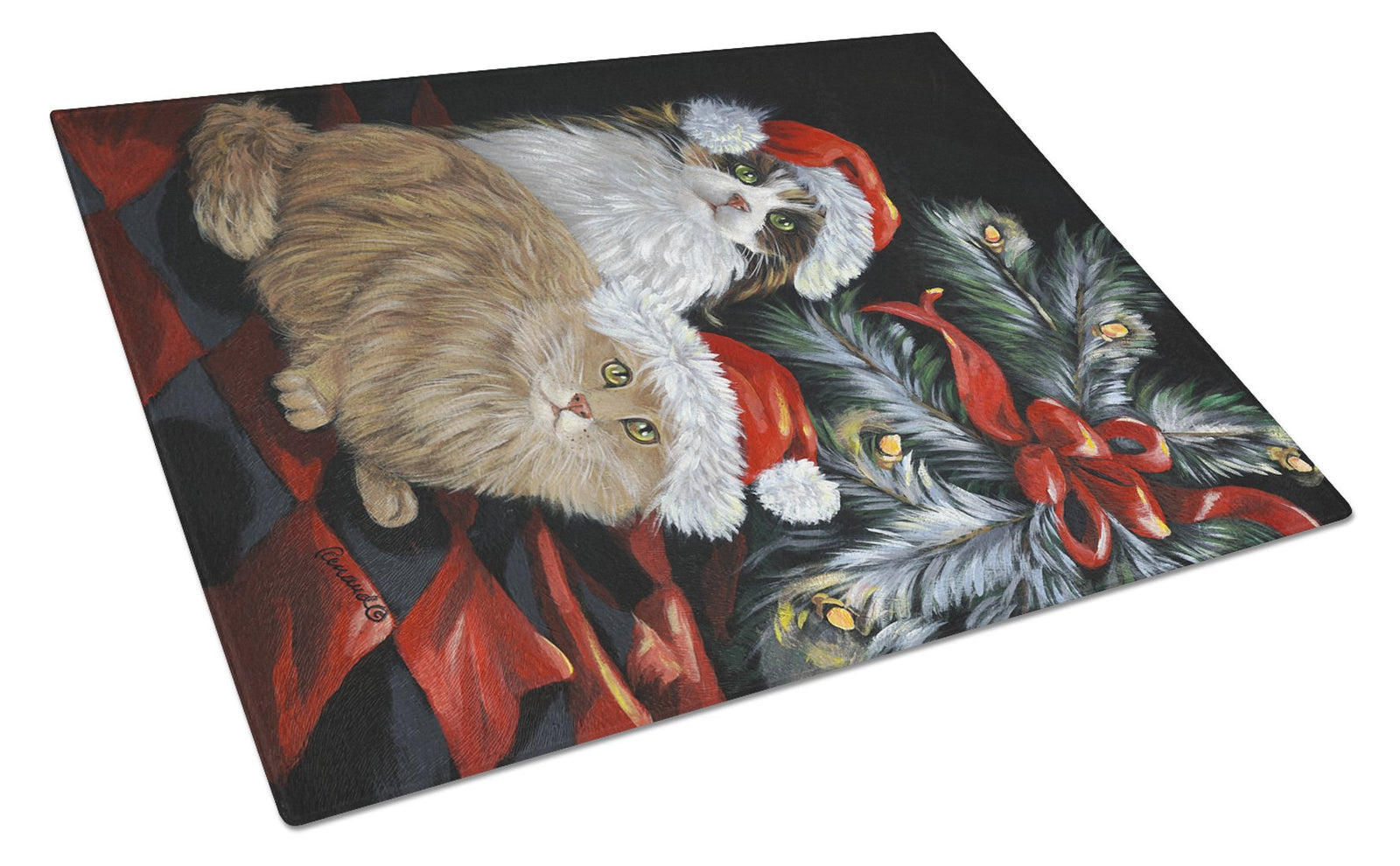 Cat Kitty Glitter Christmas Glass Cutting Board Large PPP3062LCB by Caroline's Treasures