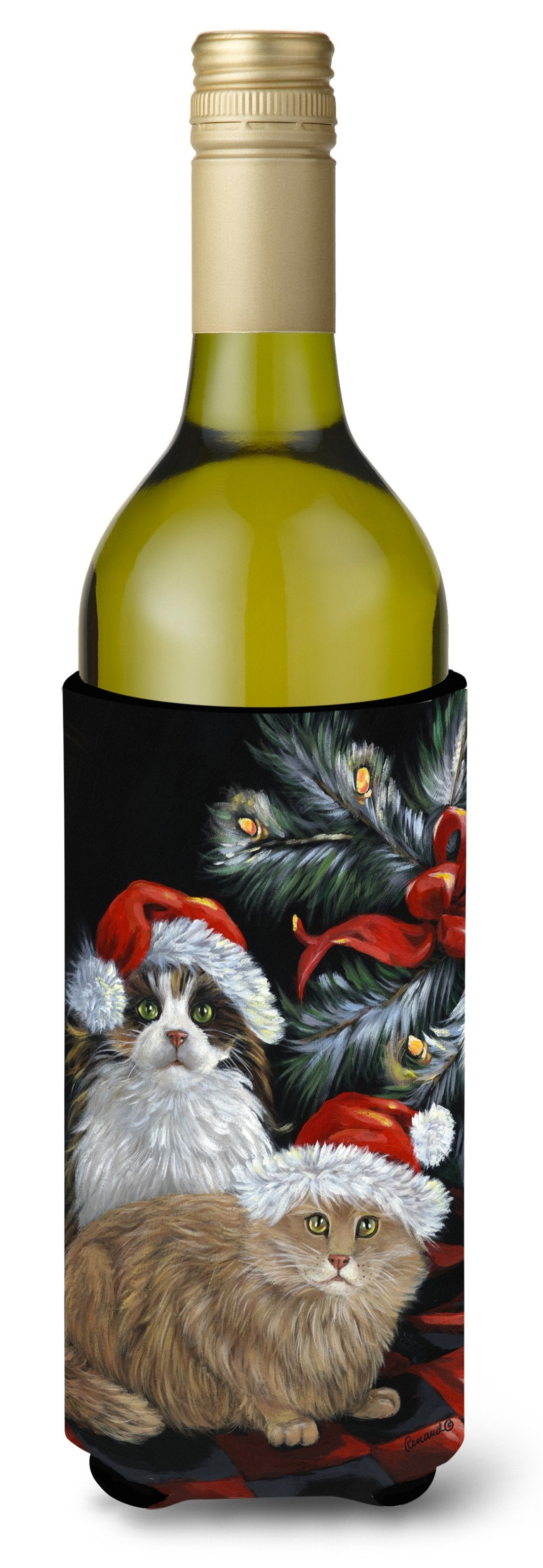 Cat Kitty Glitter Christmas Wine Bottle Hugger PPP3062LITERK by Caroline's Treasures