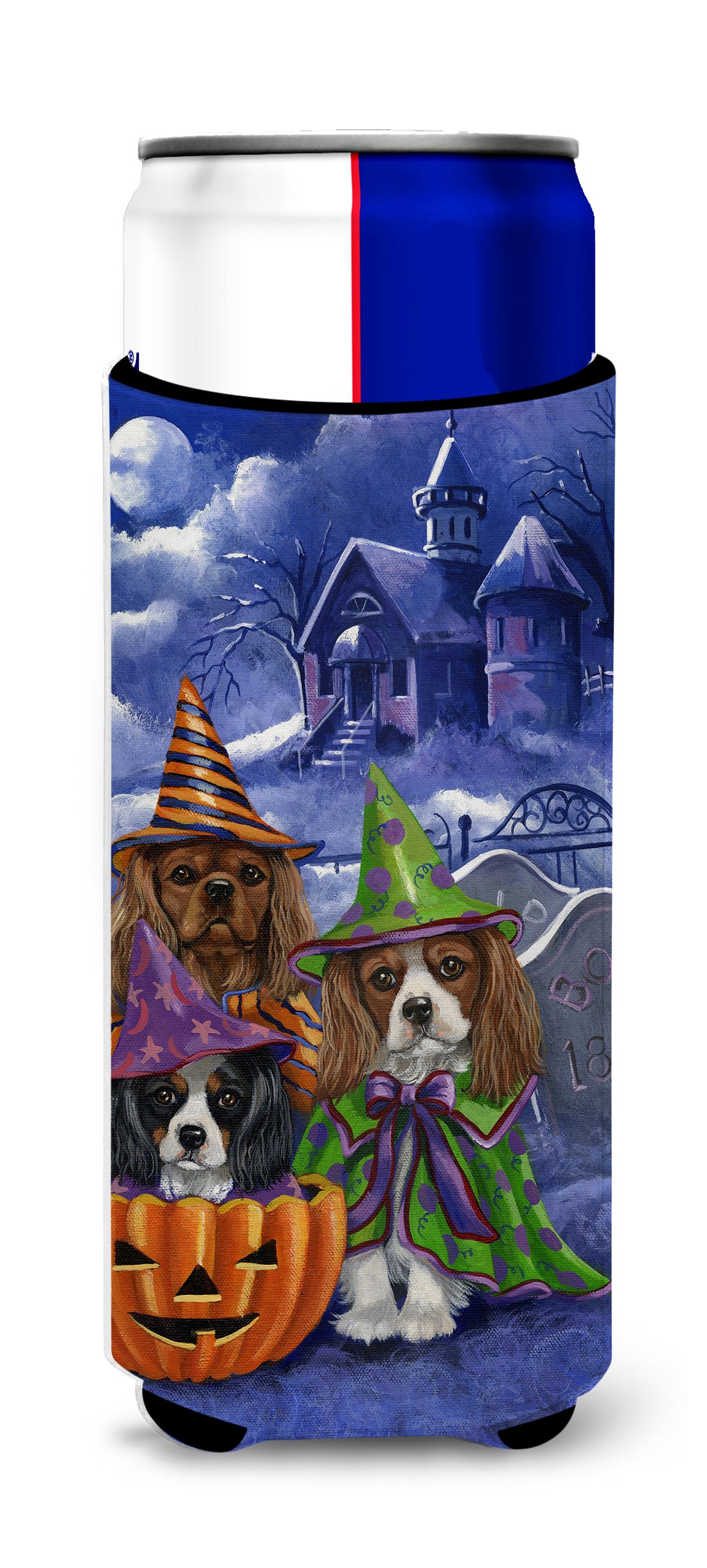 Cavalier Spaniel Halloween House Ultra Hugger for slim cans PPP3064MUK  the-store.com.