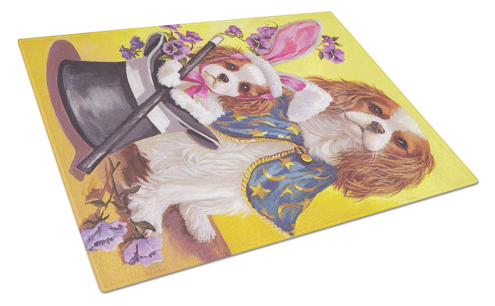 Cavalier Spaniel Easter Magic Glass Cutting Board Large PPP3065LCB by Caroline's Treasures