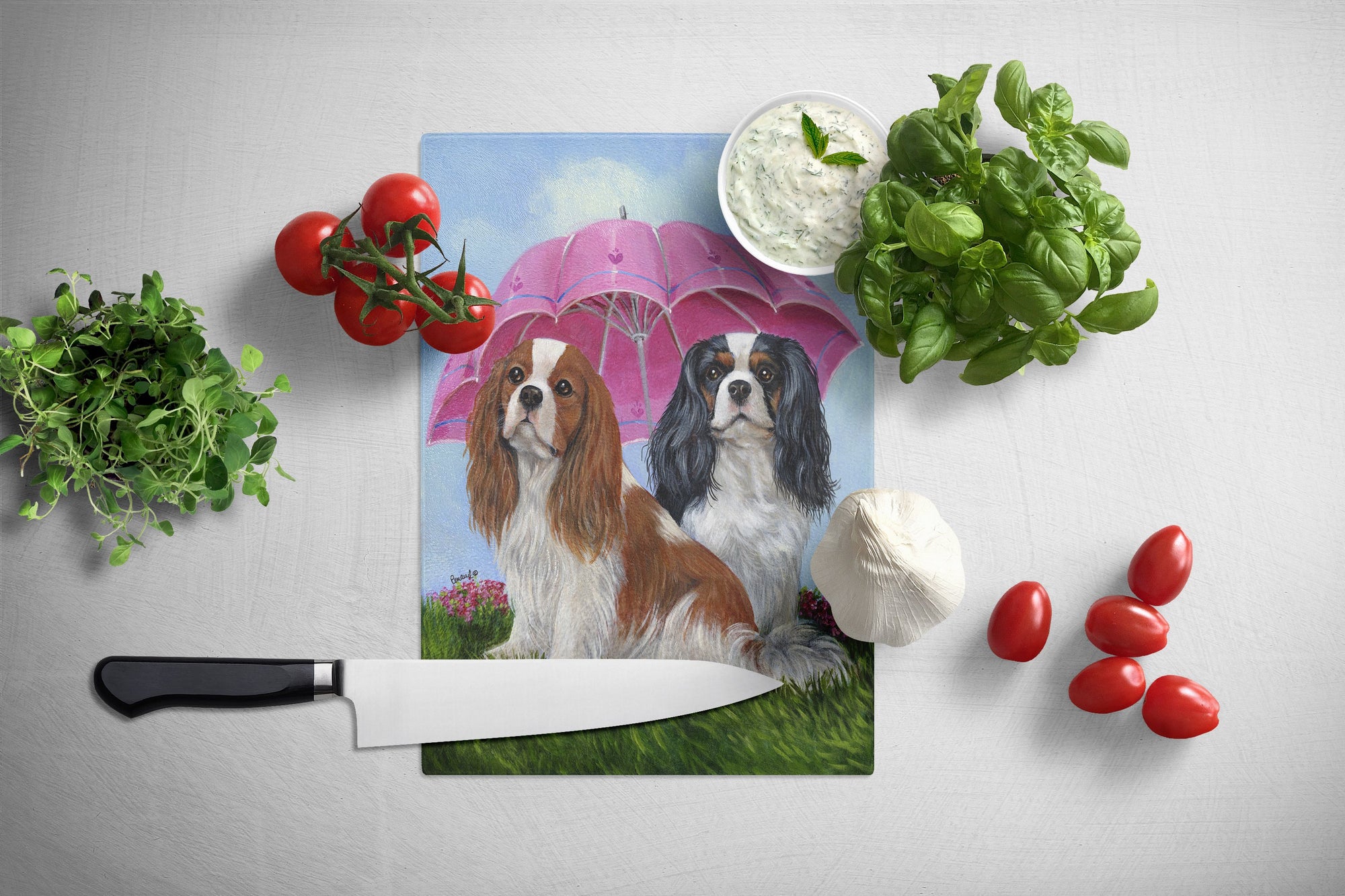 Cavalier Spaniel Royal Subjects Glass Cutting Board Large PPP3066LCB by Caroline's Treasures