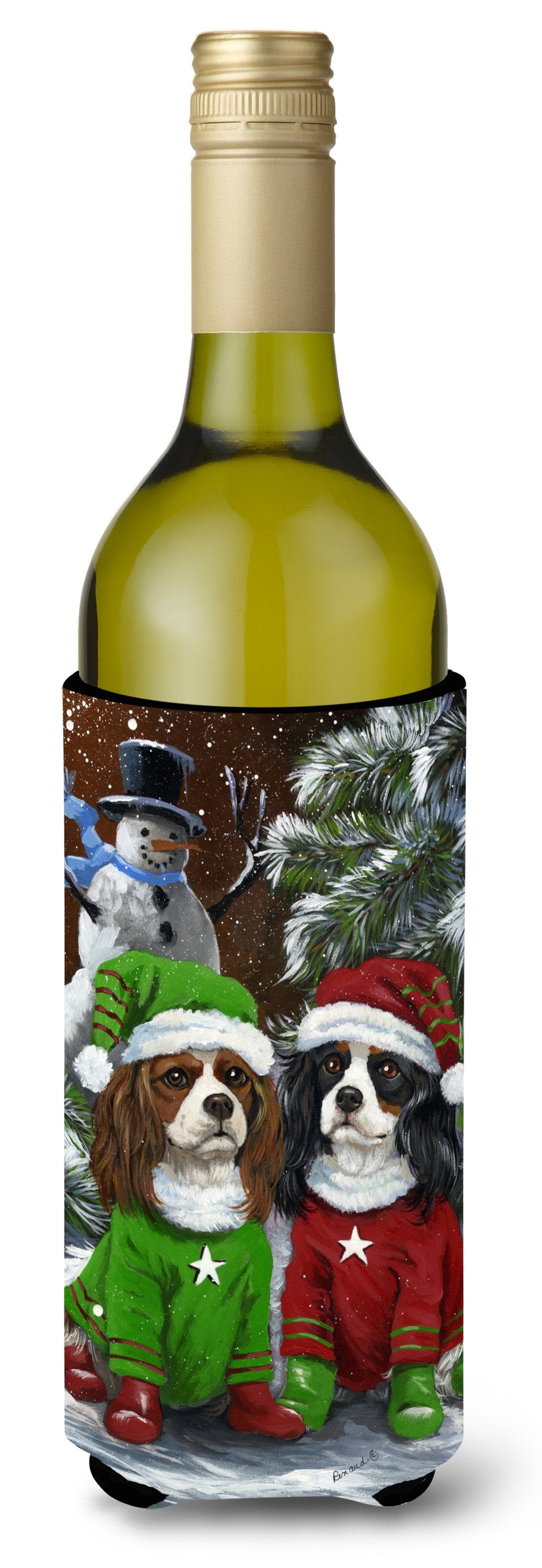 Cavalier Spaniel Snowman Christmas Wine Bottle Hugger PPP3067LITERK by Caroline&#39;s Treasures