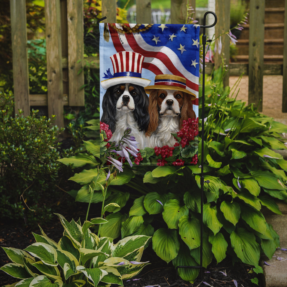 Caroline's Treasures Cavalier Spaniel USA Garden Flag – Decorative Outdoor Yard Flag PPP3069GF