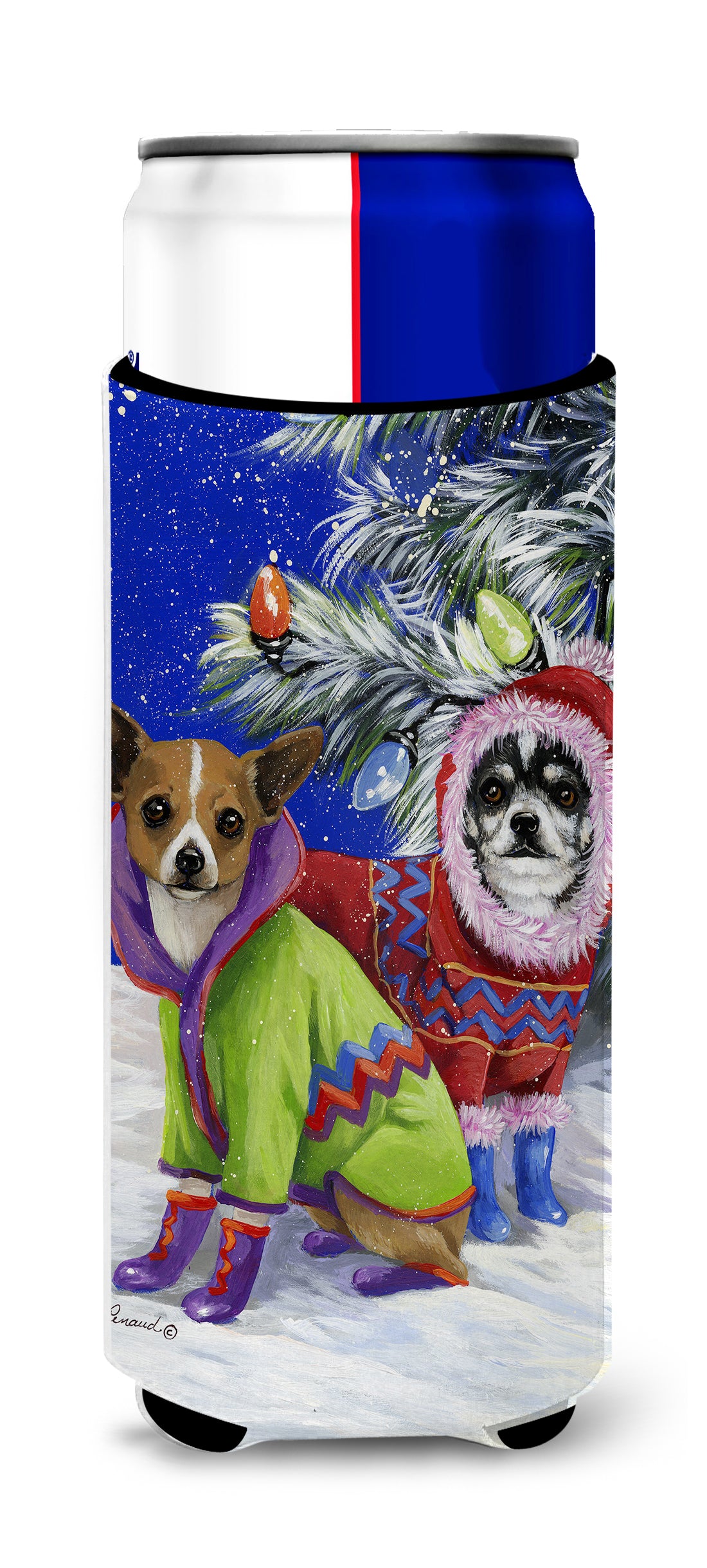 Chihuahua Christmas Snowflakes Ultra Hugger for slim cans PPP3071MUK  the-store.com.