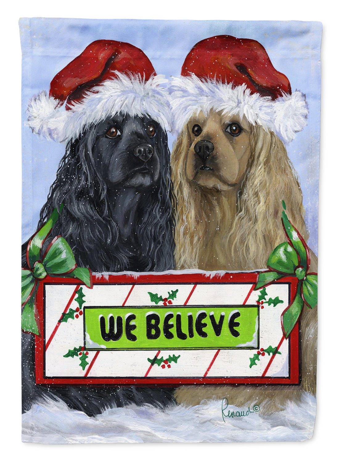 Cocker Spaniel Christmas Flag Canvas House Size PPP3075CHF  the-store.com.
