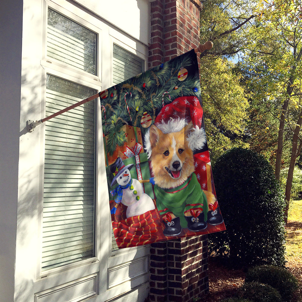 Corgi Under my Christmas Tree Flag Canvas House Size PPP3078CHF  the-store.com.