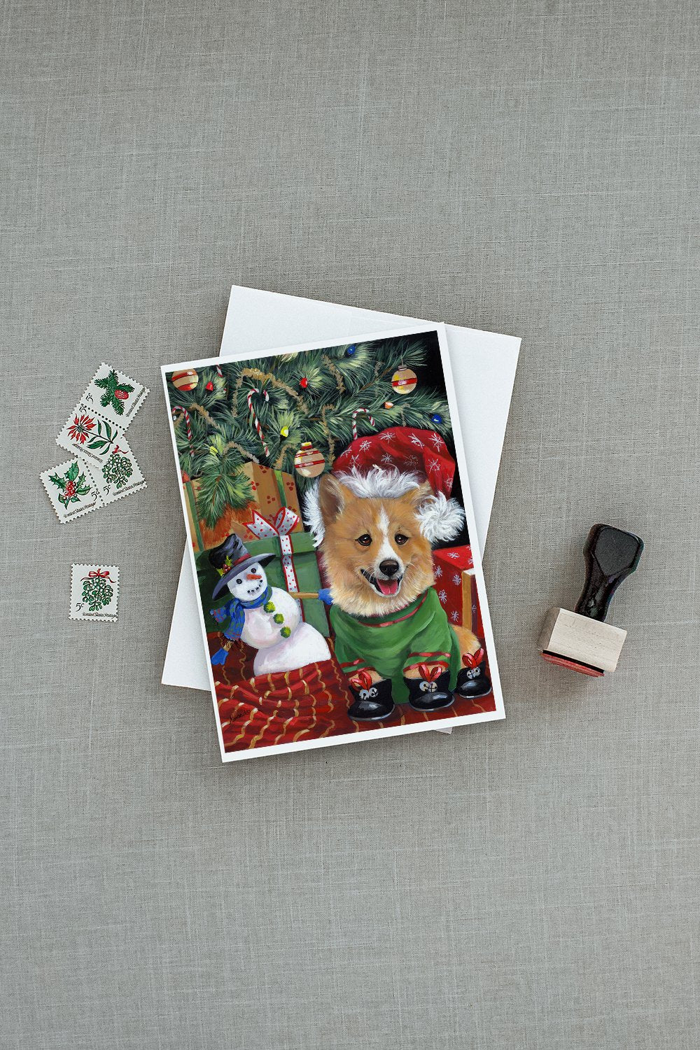 Corgi Under my Christmas Tree Greeting Cards and Envelopes Pack of 8 - the-store.com