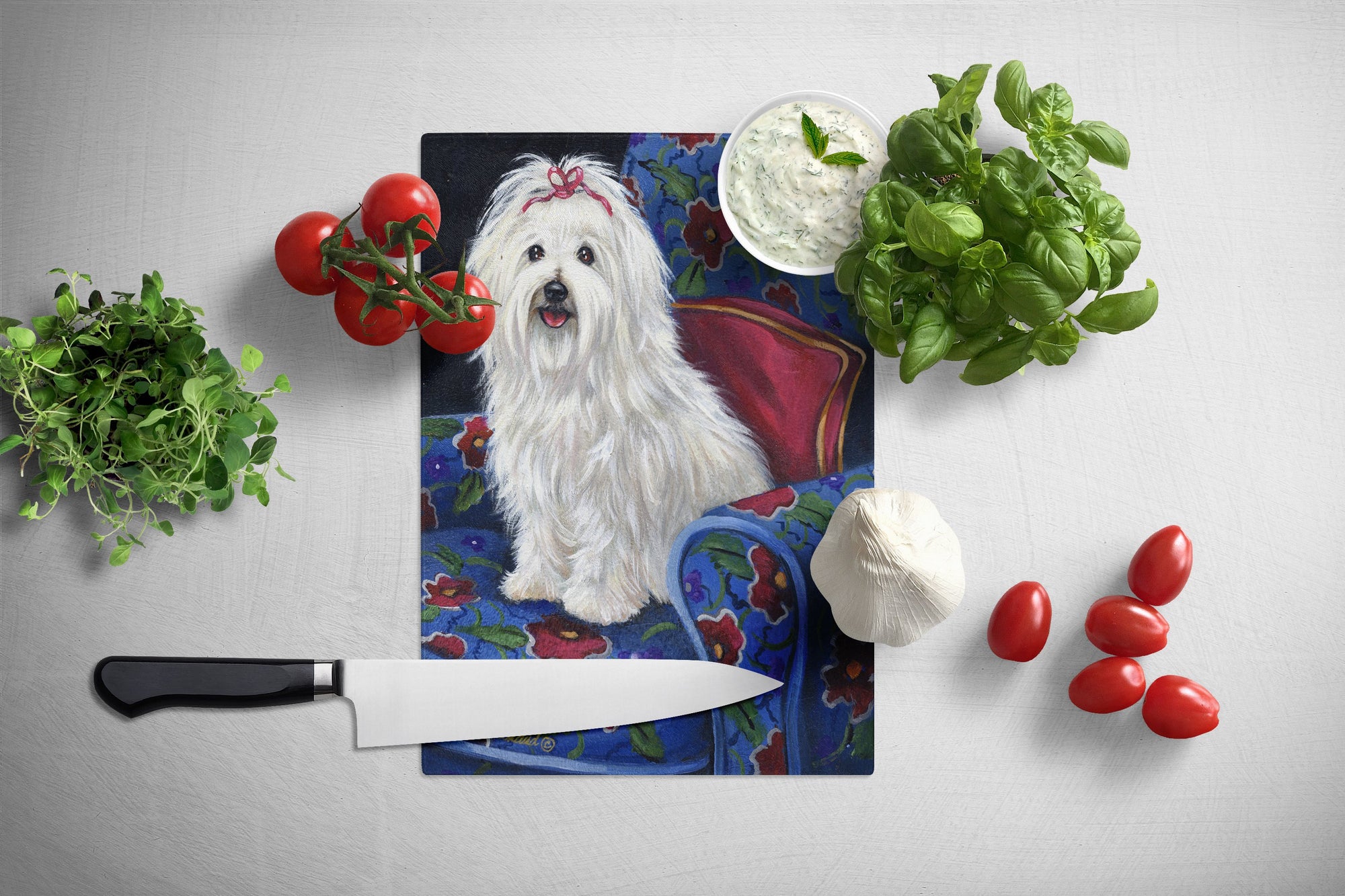 Coton De Tulear Royalty Glass Cutting Board Large PPP3079LCB by Caroline's Treasures