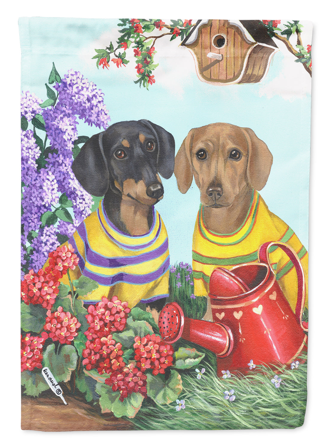 Dachshund Blooms Flag Canvas House Size PPP3080CHF