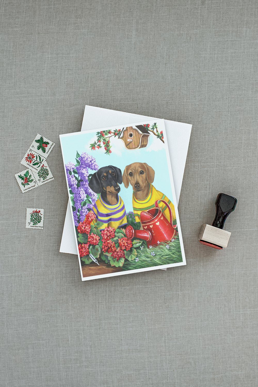 Dachshund Blooms Greeting Cards and Envelopes Pack of 8 - the-store.com
