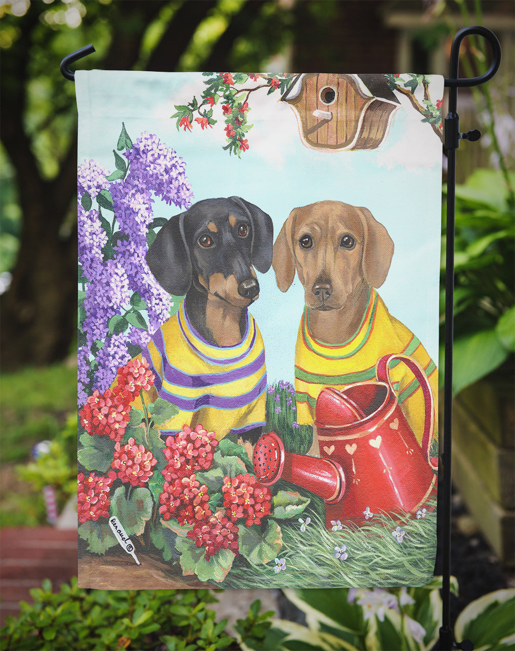 Dachshund Blooms Flag Garden Size PPP3080GF  the-store.com.